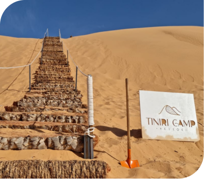 Aerial view of desert camp